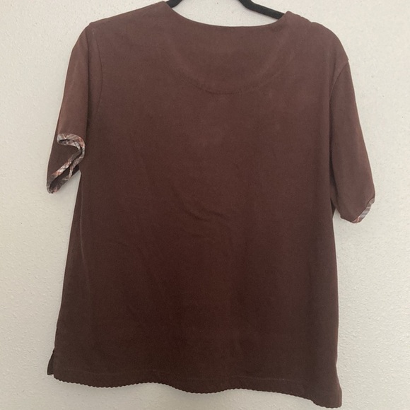 UNIK Brown EMBROIDERED FLOWERS/BUTTERFLY EMBELLISHED WITH RHINESTONES TOP Size L - Picture 6 of 9